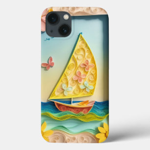 Sailing Scene Craft With Quilling Flowers iPhone 13 Case