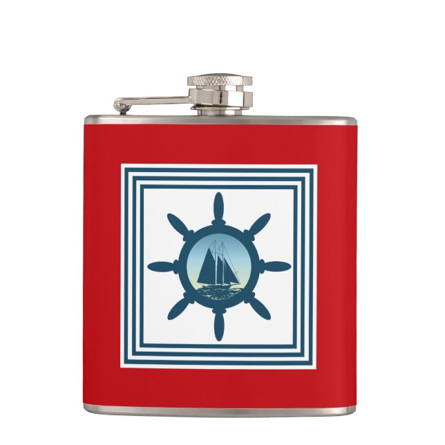 Sailing scene hip flask (Front)