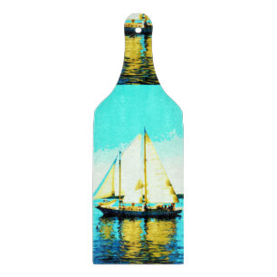 sailing schooner glass cutting board