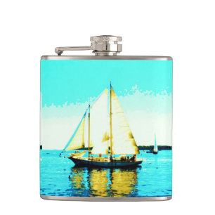 sailing schooner hip flask