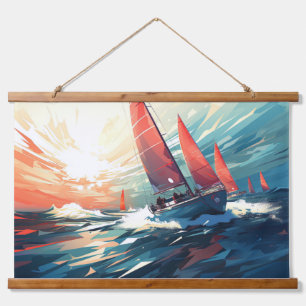 Sailing Sea Sport Painting Abstract Art Decor Hanging Tapestry