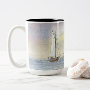Sailing Seascape Boat Painting Birthday Coffee Mug