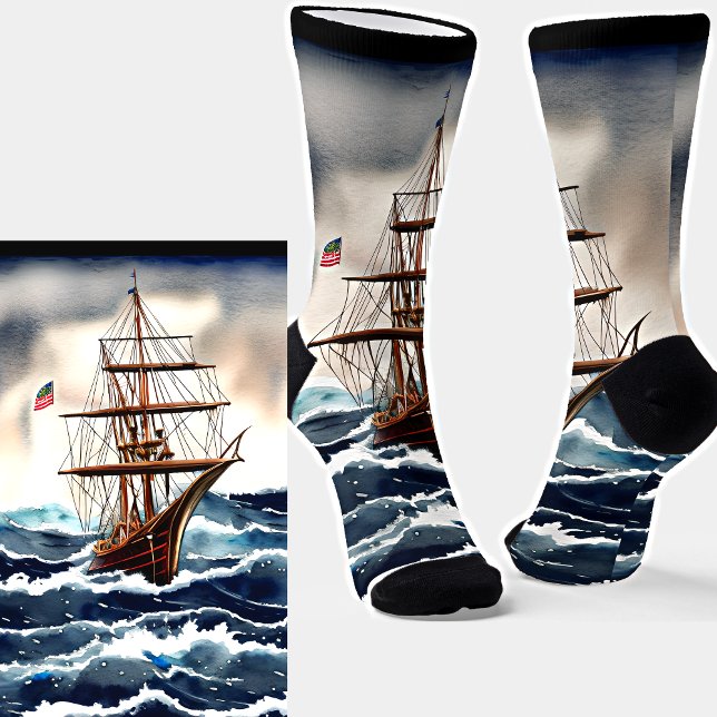 Sailing Ship At Sea in Waves & Storm Socks (Creator Uploaded)