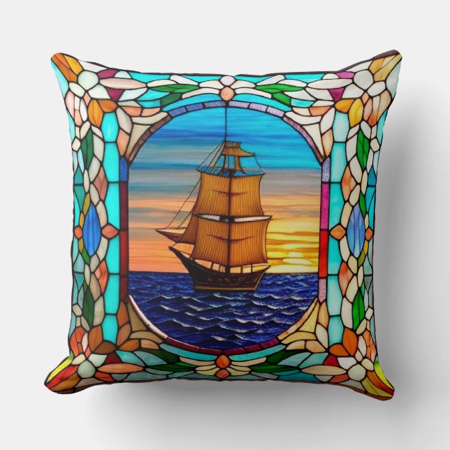 Sailing Ship at Sunset Cushion (Front)