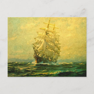Sailing ship crosses the Atlantic Postcard