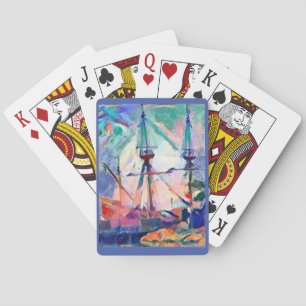sailing ship in port whimsical fun playing cards