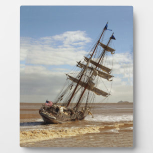 SAILING SHIP ON THE BEACH PLAQUE