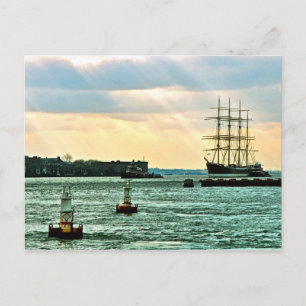 Sailing ship Peking under tow Postcard