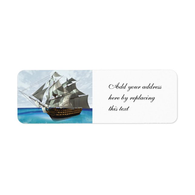 Sailing Ship Return Address Label (Front)