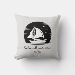 Sailing Ship Sailboat Yacht Inspirational Quote Cushion