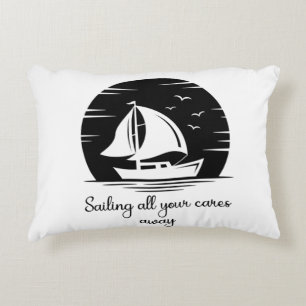 Sailing Ship Sailboat Yacht Inspirational Quote  Decorative Cushion