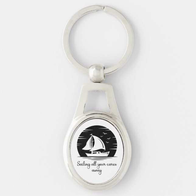 Sailing Ship Sailboat Yacht Inspirational Quote  Key Ring (Front)