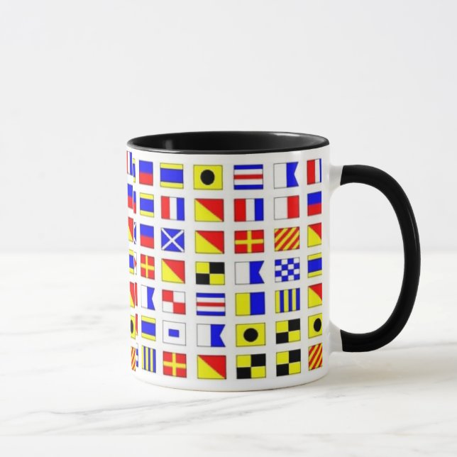 SAILING SHIP SIGNAL FLAGS MUG - Customised (Right)