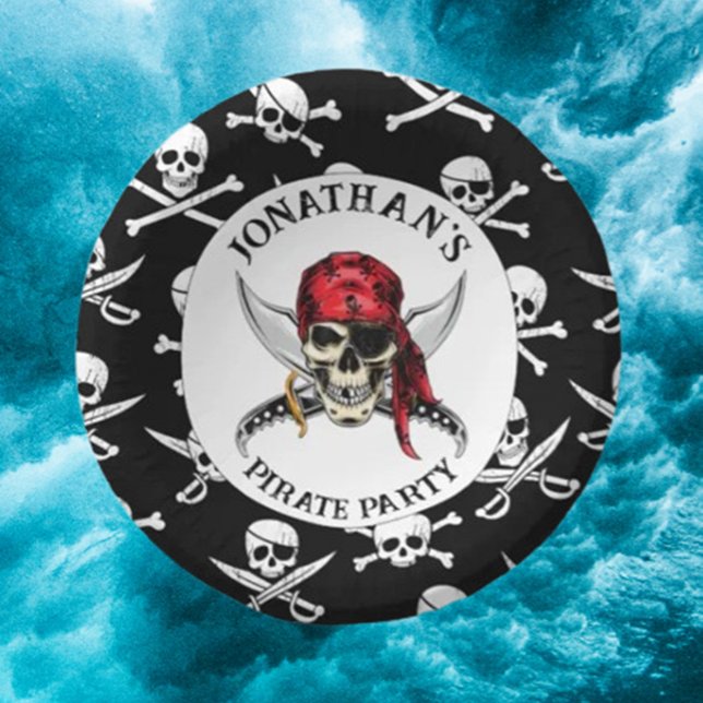  sailing ship Skulls Paper Plate (friendly, stylish, and perfect for any occasion. Elevate your tableware with a touch of adventure  )