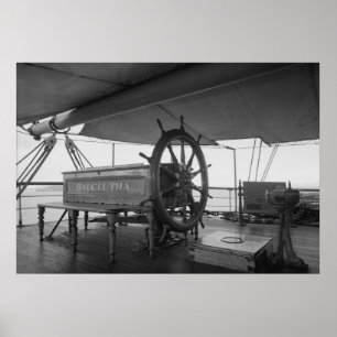 Sailing Ship Steering Wheel Poster