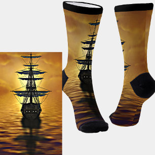 Sailing Ship Stormy Sunset Socks