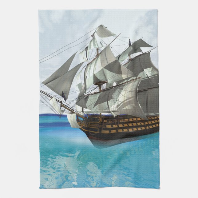 Sailing Ship Tea Towel (Vertical)