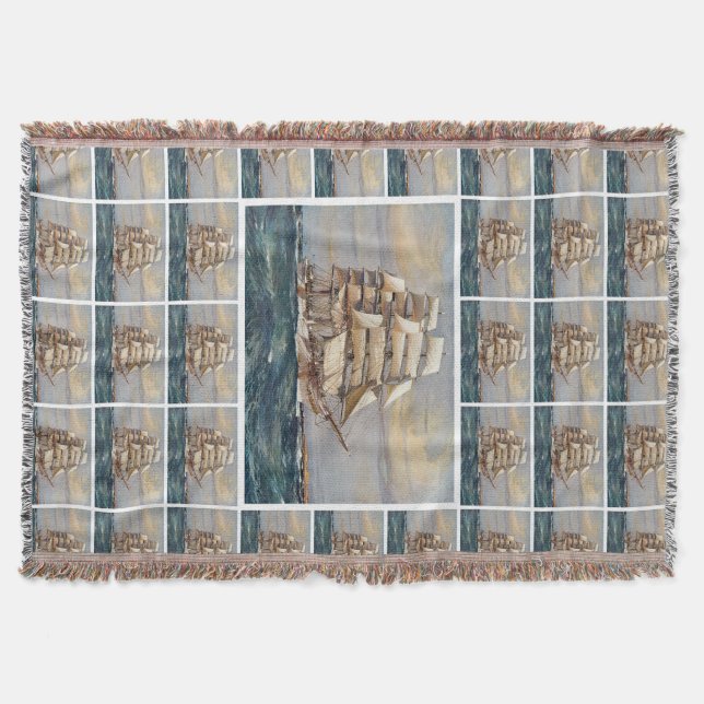 Sailing Ship Thomas Stephens Throw Blanket (Front)
