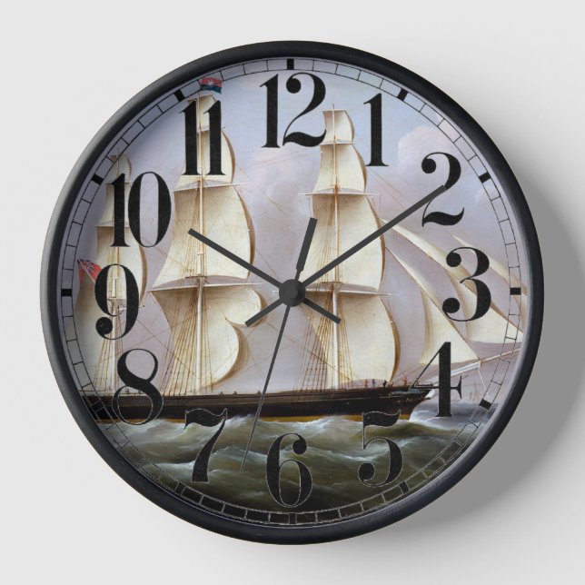 Sailing Ship Woolloomooloo 1850 Clock (Front)