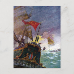 Sailing Ships in a Stormy Sea Postcard