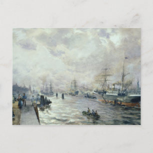 Sailing Ships in the Port of Hamburg, 1889 Postcard