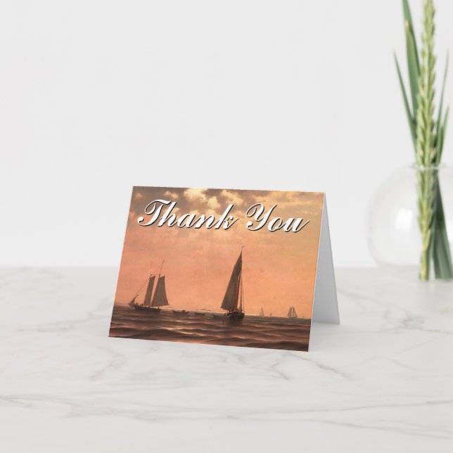 Sailing Ships Nautical Themed "Thank You" Card (Front)