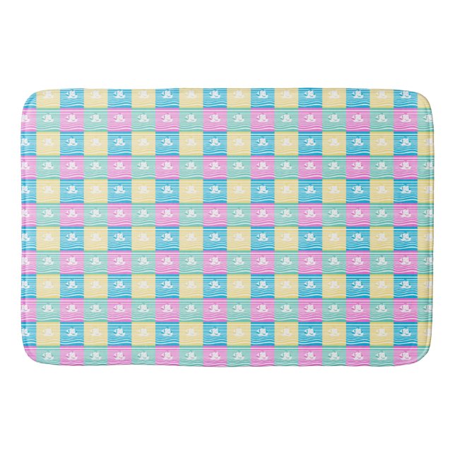 Sailing ships pattern bath mat (Front)