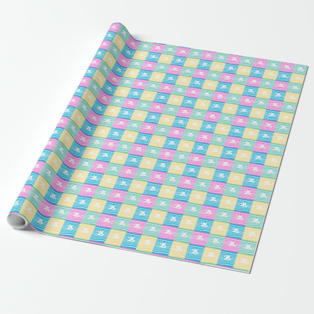 Sailing ships pattern wrapping paper (Unrolled)