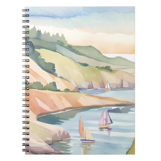 Sailing Shore | Rhode Island Ocean Watercolor Notebook (Front)