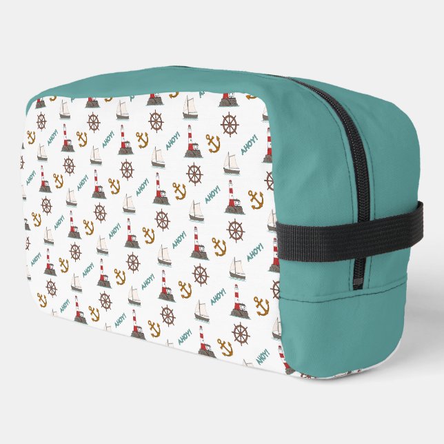 Sailing Small Pattern Colour on White Dopp Kit (Left Corner)