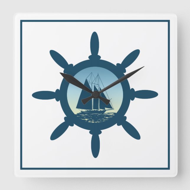 Sailing Square Wall Clock (Front)