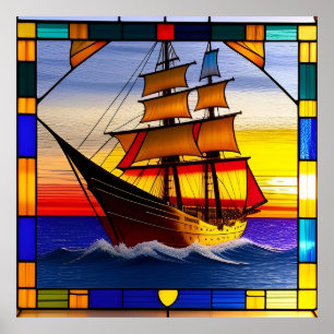 🌅 Sailing Sunset Accent For Nautical Home Spaces Poster