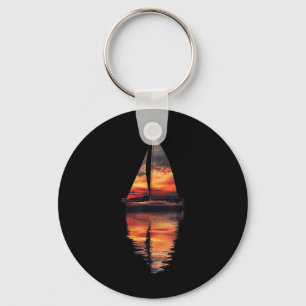 Sailing Sunset Akmu Sailboat Sea Double Exposure  Key Ring