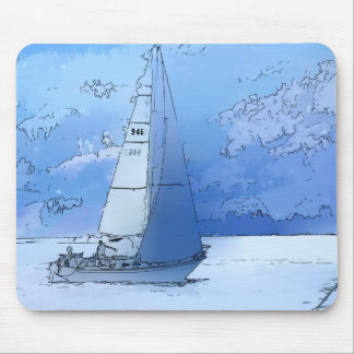 Sailing the Calm Blue Waters - Sailboating Mouse Pad