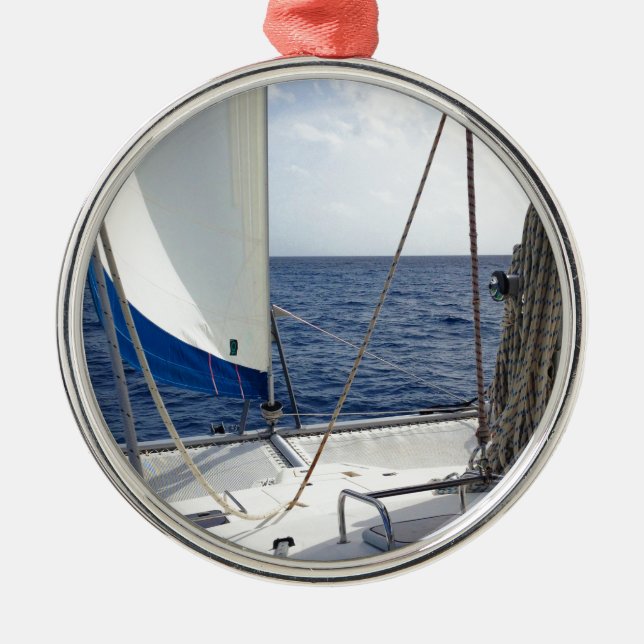 Sailing the Carribean Metal Ornament (Front)