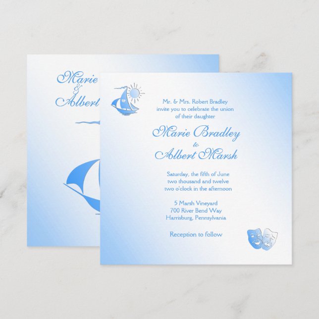 Sailing Theatre Wedding  Invitation (Front/Back)