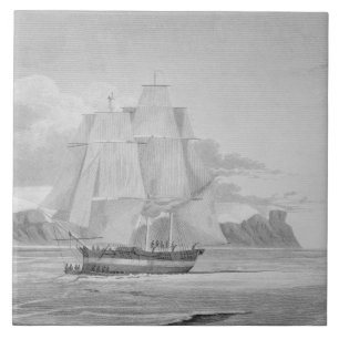 Sailing through young ice, September 1824, from 'J Ceramic Tile