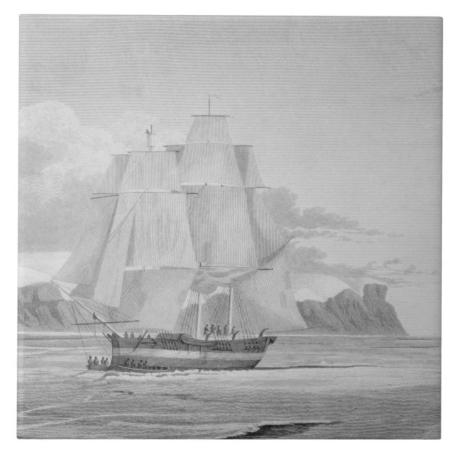 Sailing through young ice, September 1824, from 'J Ceramic Tile (Front)