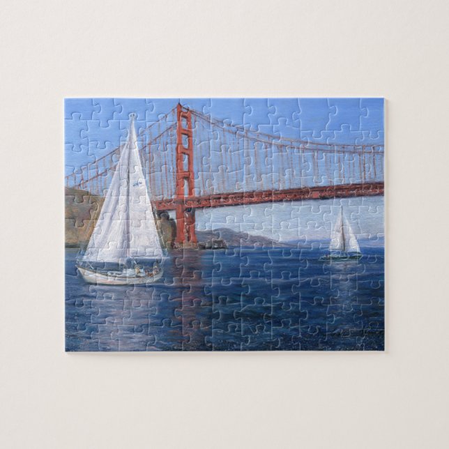 :Sailing Under the Golden Gate Bridge" Jigsaw Puzzle (Horizontal)