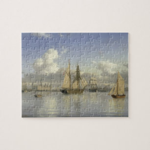 Sailing Vessels off Kronborg Castle, Sweden, 1880 Jigsaw Puzzle