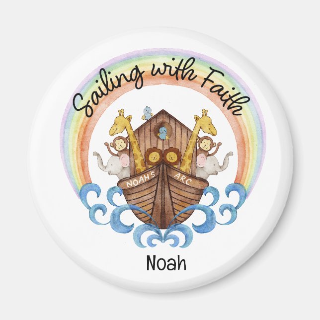 Sailing with Faith - Noah's Arc with Animals Magnet (Front)