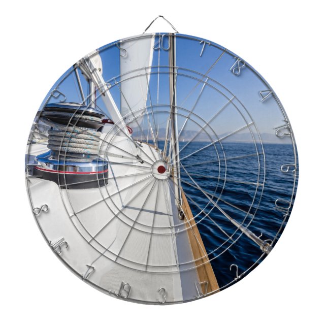 Sailing Yacht at Sea Dart Board – Nautical Ocean  (Front)
