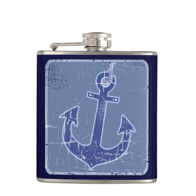 Sailor Anchor Sealife style Hip Flask (Front)