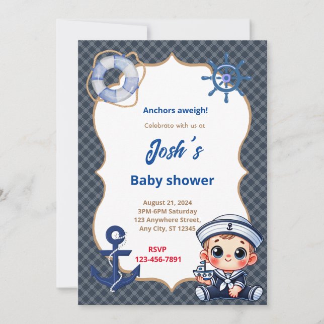 Sailor Baby Shower Invitation (Front)