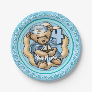 Sailor Bear 4 Yr Old Birthday paper plates