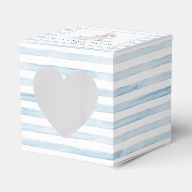 Sailor Bear Blue Stripe Baby Shower Favour Box (Front Side)