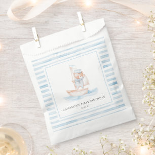 Sailor Bear Blue Stripe Birthday Favour Bag