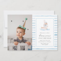 Sailor Bear Blue Stripe Photo First Birthday