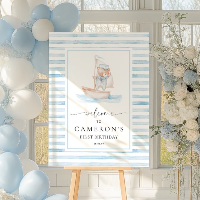 Sailor Bear Blue Stripe Welcome Poster (Creator Uploaded)