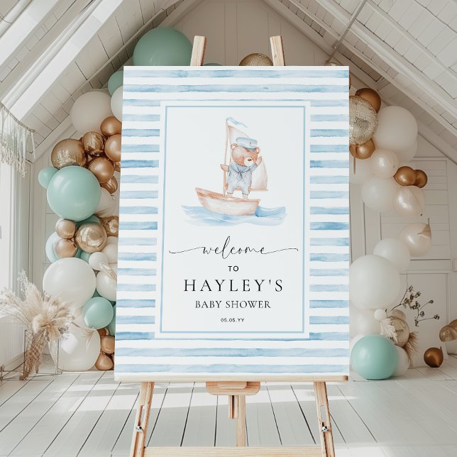 Sailor Bear Blue Stripe Welcome Poster (Creator Uploaded)